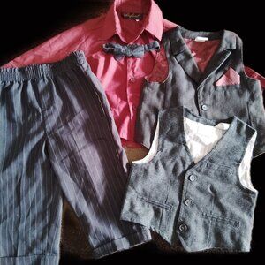 LOT OF CLOTHES HOLIDAY OUTFIT SUIT PANTS SHIRT VEST TIE H&M~BOYS SIZE 12-18 MO.